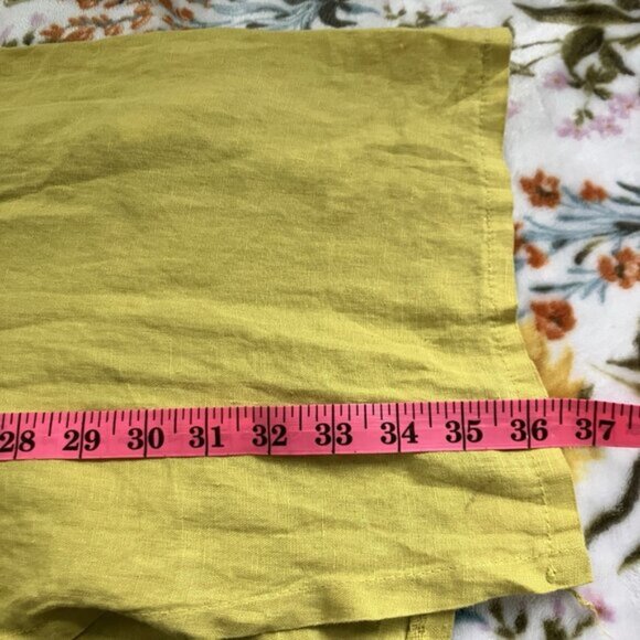 Lea Rigoli Linen Cardigan Womens 1x Chartreuse Yellow Open Front Waterfall - Picture 5 of 8